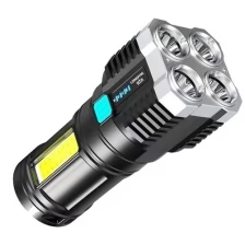 Фонарь LED светодиодный ручной аккумуляторный мощный фонарик светильник с USB зарядом переносной